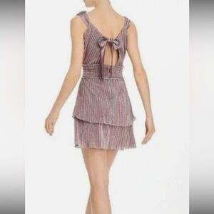 SAYLOR Metallic Shimmer Back-Tie Mini Dress